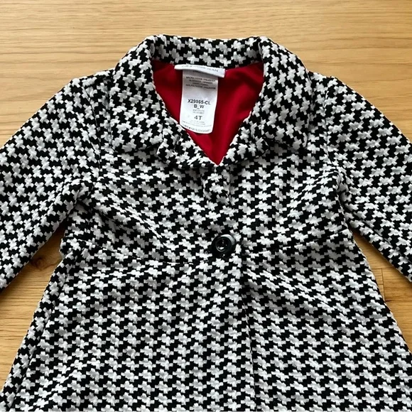 BONNIE JEAN GIRLS LIGHTWEIGHT HOUNDSTOOTH COAT  SIZE  4T - Picture 5 of 6